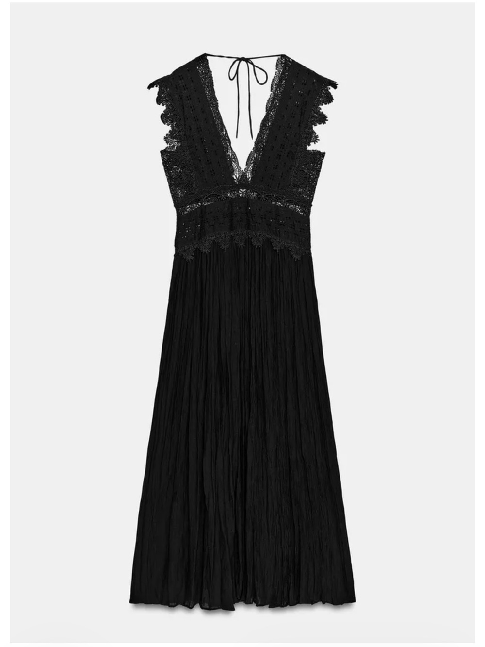Zara ZW Collection Black Lace Embroidered Midi Dress XS